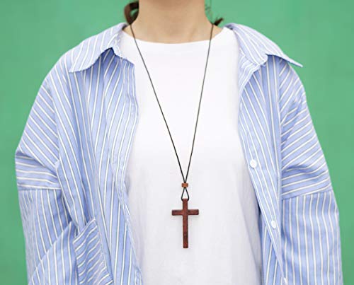 Xianli Wang Natural Sandalwood Large Cross Pendant Necklace for Men Women Gift Wood Wooden Casual Sweater Chain Car Rearview Mirror Pendant2