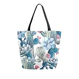 Tamaño: 40 x 50 x 13 cm Mnsruu Vintage cactus cactus comestibles reutilizable bolsa de asas mujeres grande casual bolso bolsas de hombro para compras comestibles Tra
