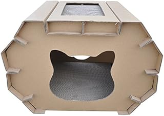 CA&T Scratch and Sleep Recyclable Cat House,Beige