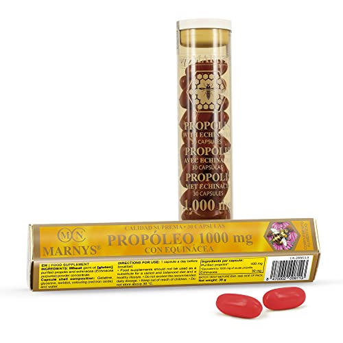 Marnys Propóleo con Equinácea Defensas y Respiración Durante los cambios Estacionales, Propóleo 1000 Mg, 30 Cápsulas