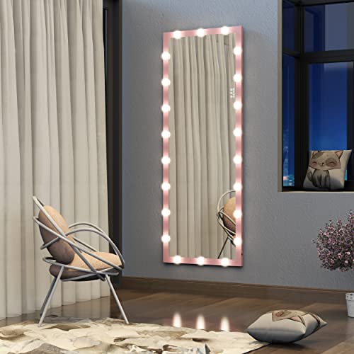 sofutoo Illuminated Full Length Mirror for Enhanced Reflection, Adjustable Brightness & Color Modes, Versatile Design for Bedroom or Dressing Room, Pink 62.6