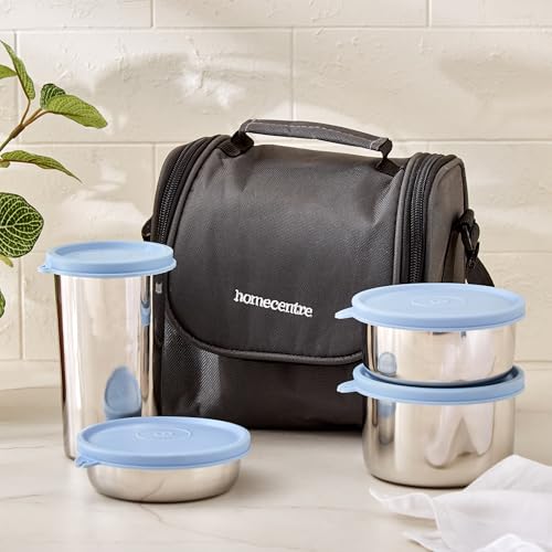 Image of Home Centre |Korobka Taze 4Pcs Stainless Steel Lunch Box with Bag|Food Storage|Storage and Containers|Lunch Box and Bags|Silver