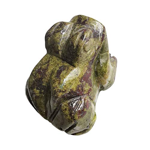 Loveliome Dragon Bloodstone Frog Crystal Figurine, Small Hand Carved Pocket Healing Crystal Statue Animal Sculpture 1.5 Inches