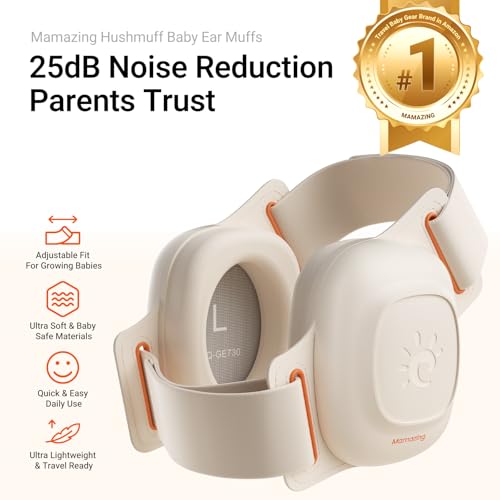 Image of MAMAZING Baby Ear Muffs for Newborns to Toddlers 3-48 Months, 25dB Noise Cancelling Headphones for Airplane Travel, Party and Fireworks, Soft & Adjustable Baby Hearing Protection, CE & ANSI Certified