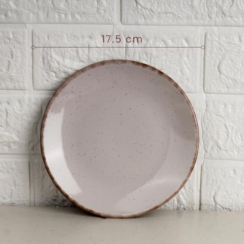 Image of The Earth Store Glossy Lavender Marble 7 Inch Ceramic Quarter Plates Set of 2 | Microwave & Dishwasher Safe Plate | Half Plate for Dessert, Snacks, Dinner | Snack Plates for Gifting, Daily Use