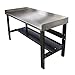 Borroughs Adjustable Height Workbench with Stainless Steel Top and Bottom Shelf with Back and End Guards, 34 in x 72 in, Commercial Grade, 16 Gauge Steel