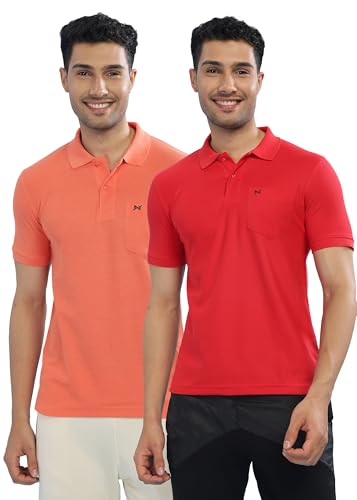 Image of Force NXT Polo Neck T-Shirt for Men Pack of 2 | Regular Fit T-Shirt for Men | Premium Super Combed Rich Cotton Polo Shirt | Men's Ultra Soft Half Sleeve T-Shirt