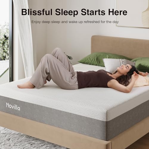 Image of Novilla Twin Size Mattress, 12 Inch Gel Memory Foam Mattress for Cool Night & Pressure Relief, Medium Plush Feel with Motion Isolating, Bliss