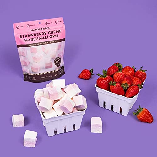 Hammond’s Candies Gourmet Marshmallows – Strawberry Creme | Great For Snacking, Hot Chocolate, S’mores, Baking | Gluten-Free, Kosher, Handcrafted In The Usa | 4 Pack #TOP1