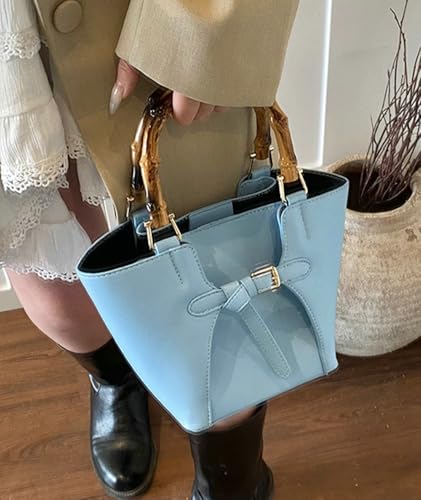 Trendy Shoulder Bag Bucket Purse For Women Commuter Handbag Womens Versatile Satchel Work Purse Travel Bamboo Handle 20253