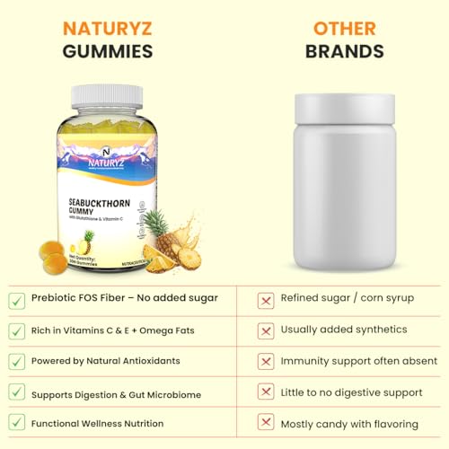 Image of NATURYZ Sea Buckthorn with Glutathione & Vitamin C for Skin glow- 30 Gummy