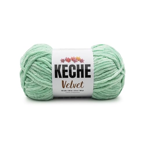 Image of Keche Velvet Yarn for Crocheting, Soft Chenille Bulky Baby Blanket Amigurumi Yarn 100 gr (132 yds) - Mint