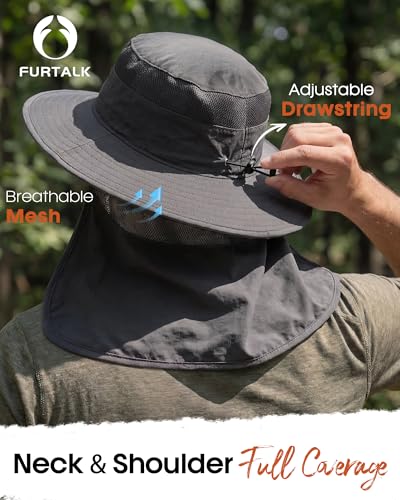 Image of FURTALK Sun Hats for Men Women Fishing Hat with Neck Flap UPF Protection