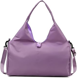 Bolsa de deporte de gran capacidad, con compartimento para zapatos y separación de humedad, bolsa de viaje con correa ajustable, Púrpura, Large, Moderno