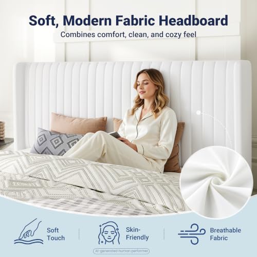 Image of Allewie King Size Lift Up Storage Bed Frame Channel Tufted Headboard White