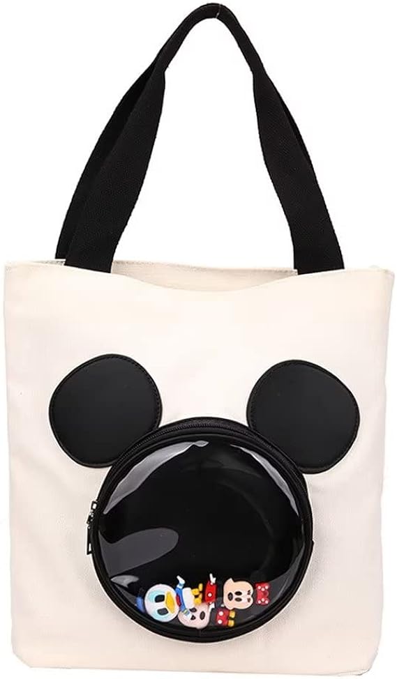 Amazon Hanytime ディズニー トートバッグ レディース ミッキー ミニー ディズニー おしゃれ 帆布 トートバッグ エコバッグ 可愛い キャンバス袋 キャンバスバッハンドバッグ Mickey Mouse 大容量 軽量 手提げ 収納バッグ トートバッグ