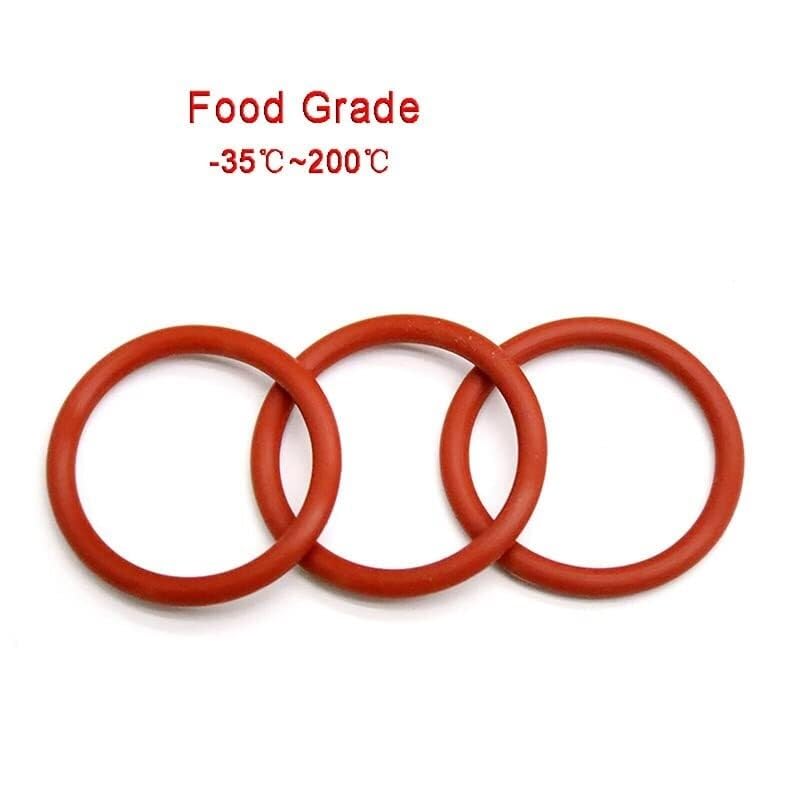 10/20/50/100 Uds OD 8-65mm Junta tórica de Silicona roja Espesor 2mm Juntas de arandela de Anillo de Calidad alimentaria-35 ℃-200 ℃(62x58x2mm/100pcs)
