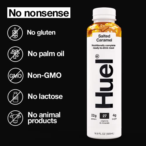 Huel Ready-To-Drink | Salted Caramel Meal Replacement Drink | High Protein Drink | Nutritionally Complete, Low Sugar, High Fiber, Plant Based, Vegan, Healthy | 22G Protein Per Bottle, 16.9 Fl Oz (12 Pack) #TOP3