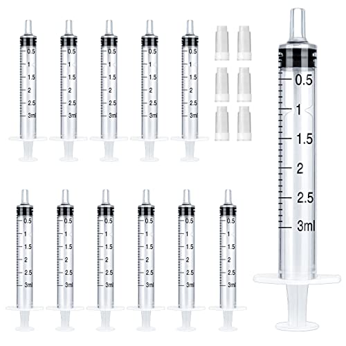 20 Stück 3ml Spritze Kunststoff Spritzen mit Deckel Sterile Kolostrum Spritzen Set ohne Nadel zum Füttern, Flüssigkeitsspritze für Kleber, Tinte, Motoröl, Neugeborene Tierfütterung Lab