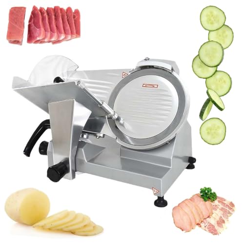 Rebanadora EléCtrica Alimentos con Grosor Ajustable, Rebanadora Carne SemiautomáTica 8'/10'/12', FáCil Cortar, con Base Antideslizante para Carne, Queso, Verduras Y Frutas(8 in)