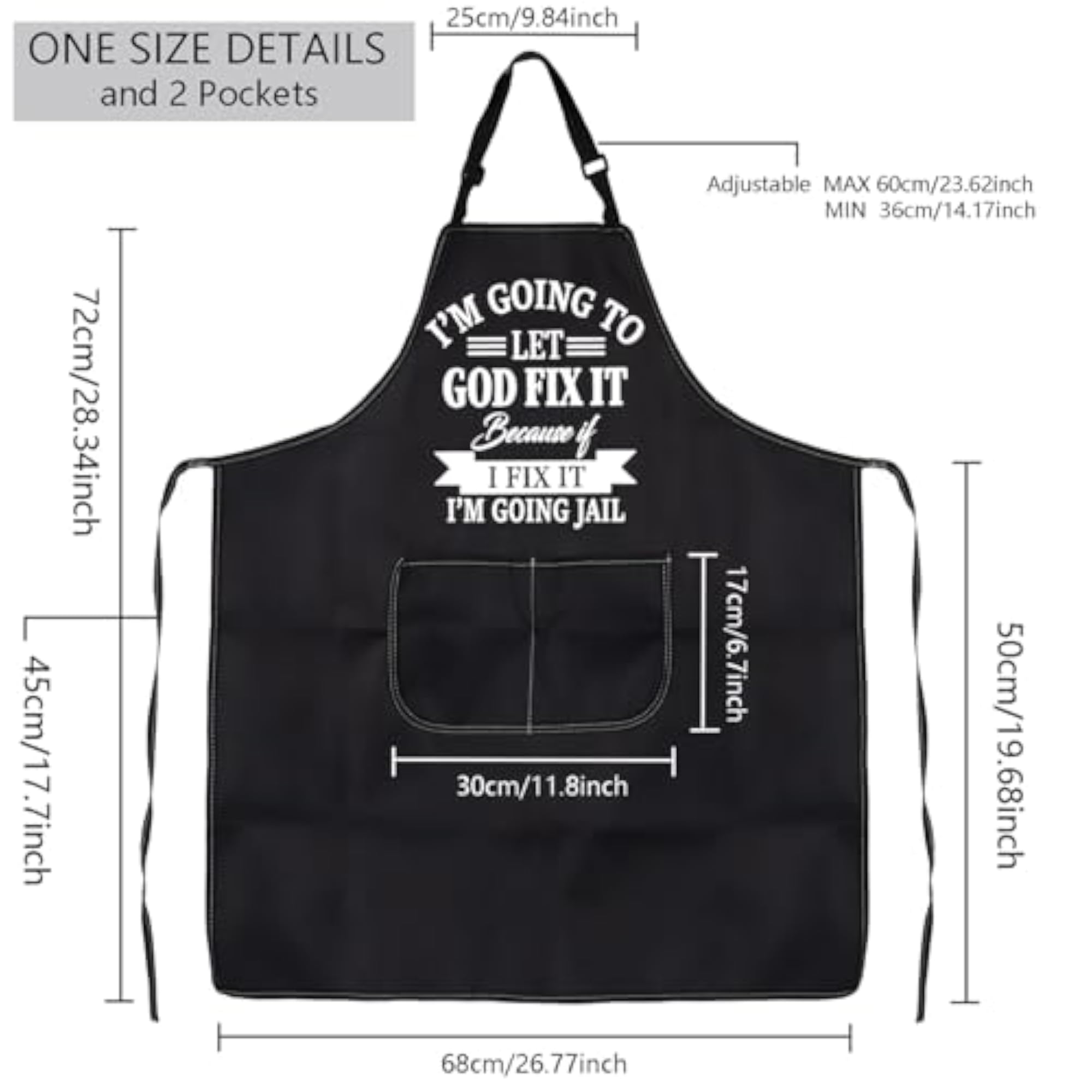 Funny Saying Bib Apron, Adjustable Chef Apron