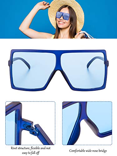 Frienda 9 Pairs Oversized Square Sunglasses Flat Top Big Shades Sunglasses for Women3