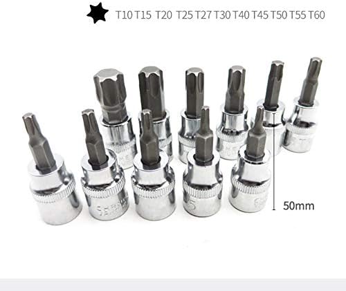 34 Piece Torx Socket Set, Socket for Male and Female Torx Screws/Socket Wrench Inside Outside 3/8 Inch E4-E20 T10-T55, 5/16 Inch T10-T60