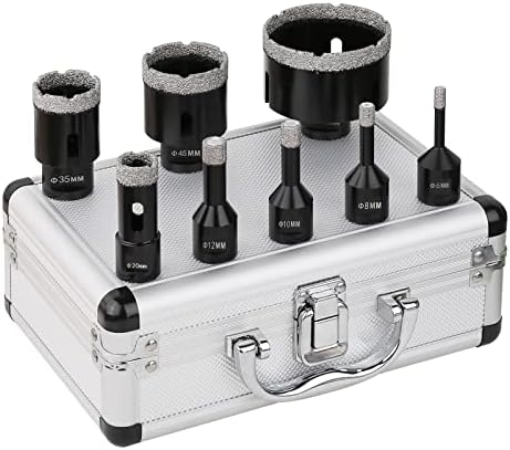 Vearter M14 Vacuum Brazed Diamond Core Drill Bit Kit , 8Pcs Dia.6/8/10/12/20/35/45/68mm Angle Grinder Masonry Hole Saw For Marble Tile Ceramic Granite Concrete