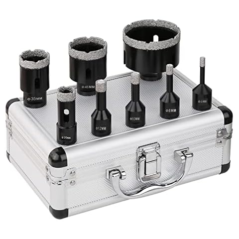 Vearter M14 Vacuum Brazed Diamond Core Drill Bit Kit , 8Pcs Dia.6/8/10/12/20/35/45/68mm Angle Grinder Masonry Hole Saw For Marble Tile Ceramic Granite Concrete…… Cover