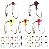 1/8 oz 1/16 oz Crappie Jig Heads, 25 Pcs Spinner Blade Underspin Jig Head Freshwater Fishing Lures Panfish Fishing Jigs Hooks for Bass Trout