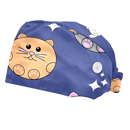 Chapeaux de travail anti-gêne : lot de 2 casquettes chats mignon unisexes réglables