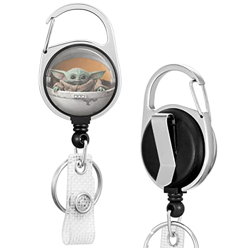 Jupswan Badge Reels Holder Retractable Keychain Heavy Duty with ID Clip for Key Card Name Tag Cute Cartoon Nurse Work Office Key Retractor Leash Black Metal Carabiner Belt Clip ZJK252