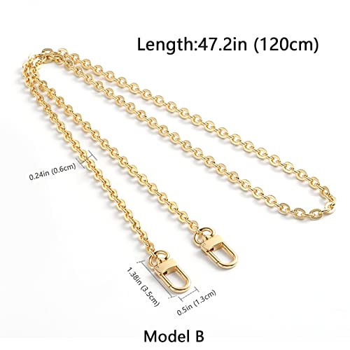 Image of jiesinlov Long Purse Chain Strap mini CrossBody Handbag Gold thin Chains Shoulder Bag Strap Replacement,with Metal Buckles conversion kit for pochette (B 47.2in)