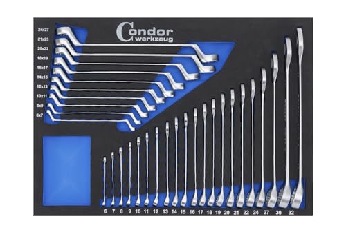 CONDOR Werkzeug 7303 | Gabel-Ringschlüssel-Satz I 31-tlg. | Schaumeinlage 3/3 | SW 6-32 mm | Ringschlüsselsatz | Maulschlüssel Maulringschlüssel Set Profi Werkzeug für Werkstatt und Heimwerker