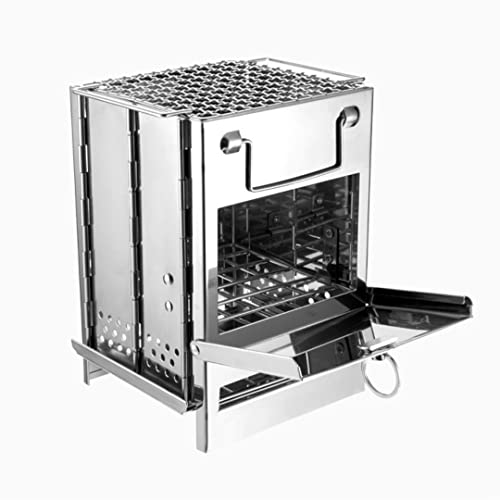Parrilla portátil plegable de acero inoxidable para camping, picnic, cocina al aire libre con bolsa de transporte