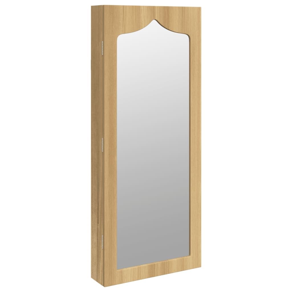 vidaXL Wall-Mounted Mirror Jewellery Cabinet- Engineered Wood Construction with Veneer Covering - Includes Lockable Door for Enhanced Security - Ample Storage Space