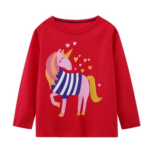 Image of Girl Long Sleeve Shirts Christams Tops Tees Cotton Casual Stripe Crewneck Graphic Jersey Tunic T-Shirts 3 Packs Sets