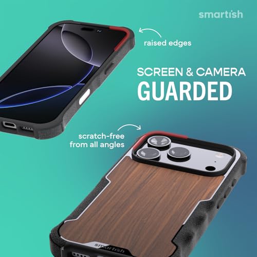 Image of Smartish iPhone 17 Pro MagSafe Case - Gripzilla Protective Magnetic Case for Men [Rugged + Tough] Military Grade Heavy Duty Grip Armor - Drop Tested for iPhone 17 Pro - Walnut Woods