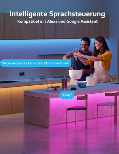 HOVVIDA LED Strip 20m WiFi, Kompatibel mit Alexa und Google Home, 2x10m, 30 LEDs/Meter, 24V RGB LED Streifen, 600 LEDs, APP und Fernbedienung, LED für Zimmer, Küche, Schlafzimmer, Bar, Party