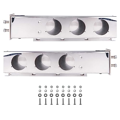 Image of Mud Flap Hangers for Semi Trucks, Stainless Steel, Length 30.0 inch, Bolt Spacing: 2-1 /2 inch, 3 Round Holes for Rear Lights, All in One Kit - Mirror Finished, Mud Flap Holders for Semi Trucks