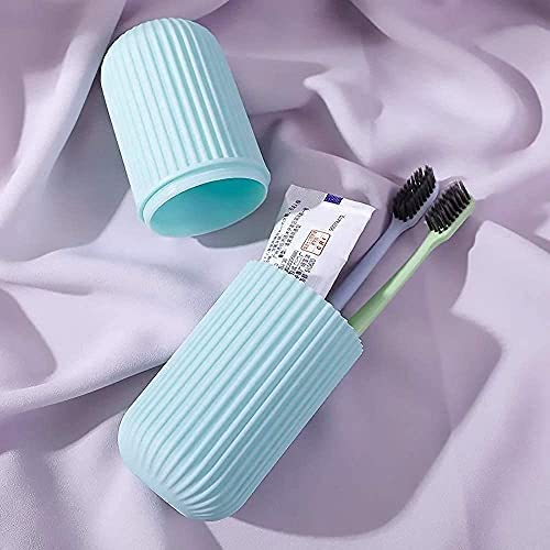 Moxstar Portable Capsule Shape Travel Toothbrush Case Cover Holder (Blue/Pink-2 pcs) 1