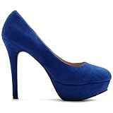 Ollio Women's Shoe High Heel Platform Faux Suede Multi Color Pump