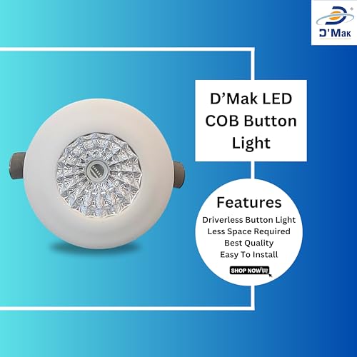 Image of D'Mak 1 Watt Round LED Button COB Blue Focus Light for POP /Recessed Lighting (Blue, Pack of 5)