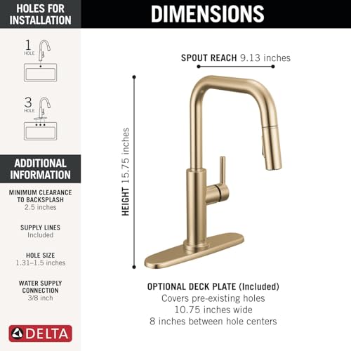 Delta-Faucet-Nicoli-U-Spout-Kitchen-Faucet-with-Pull-Down-Sprayer-Champagne-Gold-Kitchen-Sink-Faucet-Modern-Kitchen-Faucet-Single-Hole-Kitchen-Faucet-Champagne-Bronze-19868LF-CZ Delta Faucet Nicoli U Spout Kitchen Faucet with Pull Down Sprayer Champagne Gold Kitchen Sink Faucet Modern Kitchen Faucet Single Hole Kitchen Faucet Champagne Bronze 19868LF CZ