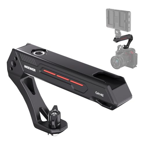 NEEWER BASICS Camera Top Handle Leggero con Perno Posizionamento 3/8' per ARRI, Maniglia per Gabbia Fotocamera ad Alta Resistenza con Fori Viti 1/4' 3/8' e Cold Shoe per Mic Luce Video, Max 10kg,CA142