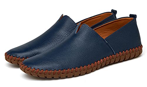 Santimon Men's Leather Espadrille Slip-On Plain Toe Casual Dress Loafer Shoes3