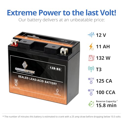 Image of CB CHROMEBATTERY YTX12B-BS Maintenance-Free, 175 CCA, 12V 10Ah Battery Replacement for ATV, Motorcycle, Jet Skis, Scooter, UTV, and More - Nut and Bolt (T3) Terminal