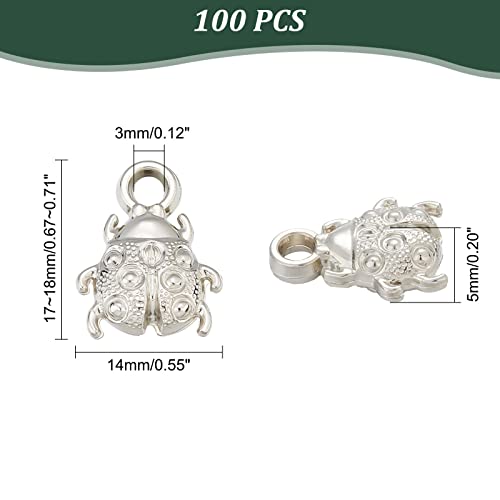 DICOSMETIC 100Pcs Ladybug Charms Animal Theme Charm Fly Insect Pendant Flying Ladybirds Insect Charms Platinum ABS Plastic Charm for Bracelet Necklace Earring DIY Jewelry Craft Making - Image 2