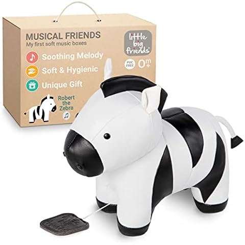Little Big Friends Musical Friends | Pull String Cord Musical Toy for Baby | Special Stuffed Animal | Easy to Clean | Robert the Zebra Cover