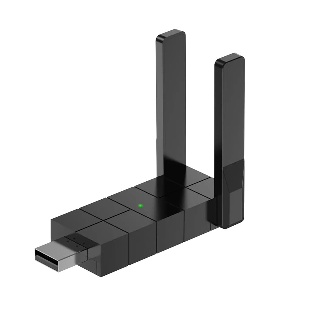 Adaptador WiFi USB de 1300 Mbps, adaptador de red inalámbrico de doble banda de 2.4 GHz/5.8 GHz para PC de escritorio, USB 2.0, antena dual de alta ganancia, compatible con Windows 10/11